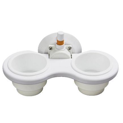 A white 2-cup Vertical Mount from SeaSucker